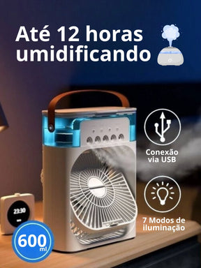 Mini Ar-Condicionado Portátil com Nebulização - Climatizador e Ventilador