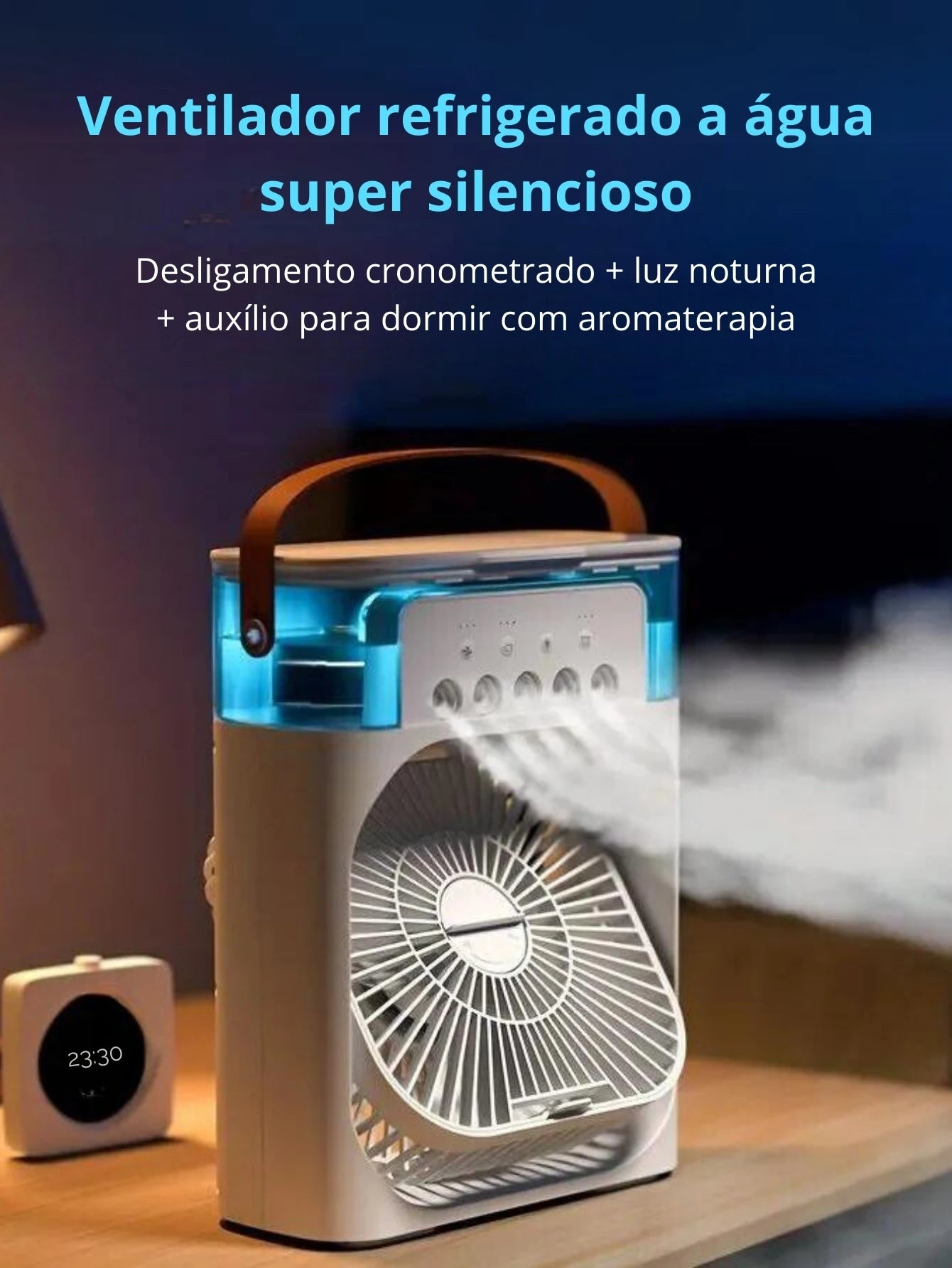 Mini Ar-Condicionado Portátil com Nebulização - Climatizador e Ventilador