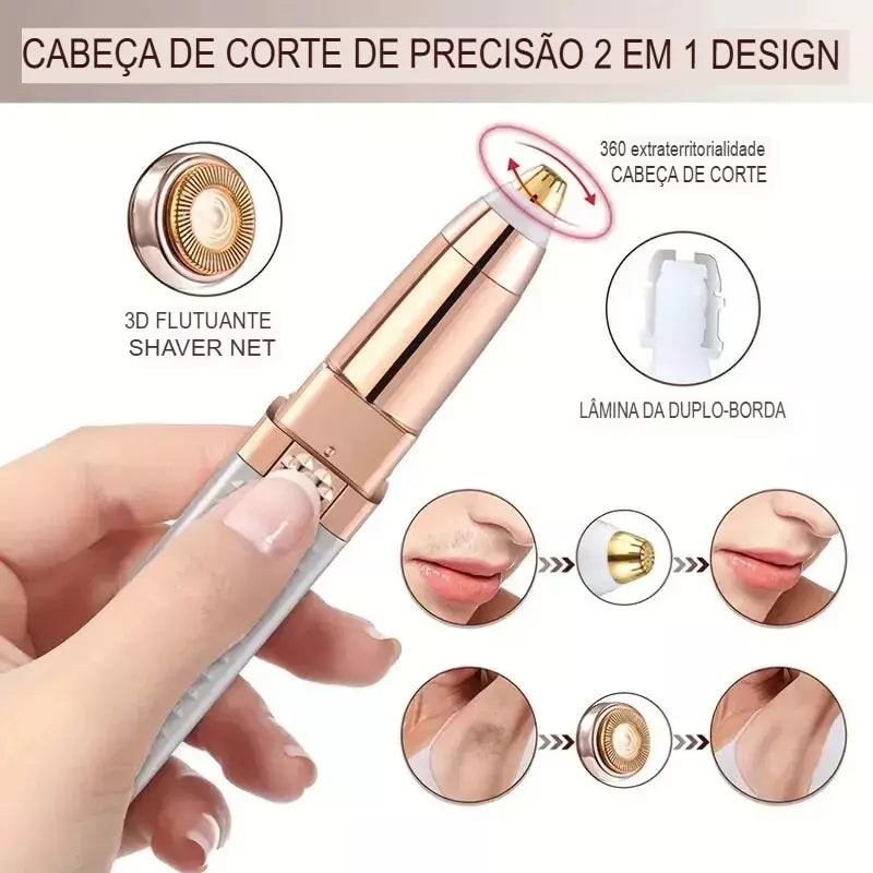 GlowShave 2 em 1 - Navalha Recarregável para Sobrancelhas e Remoção de Pelos Faciais